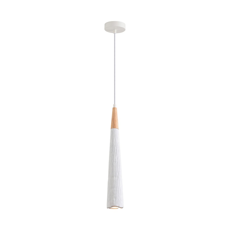 8352/1C LUMION Подвес EOLIANA белый/бежевый, металл/дерево/цемент, 7см диаметр, GU10*1*5W