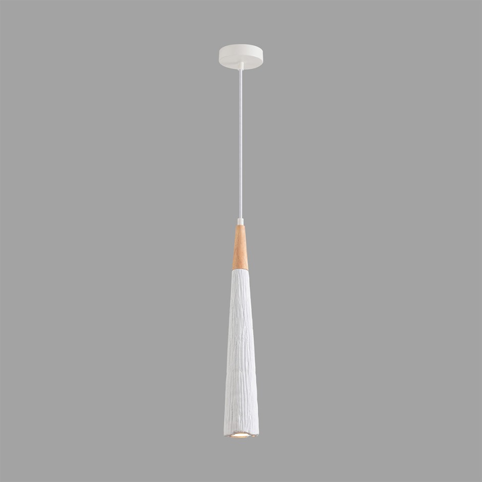 8352/1C LUMION Подвес EOLIANA белый/бежевый, металл/дерево/цемент, 7см диаметр, GU10*1*5W