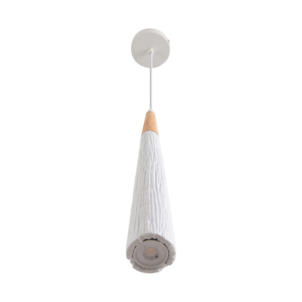 8352/1C LUMION Подвес EOLIANA белый/бежевый, металл/дерево/цемент, 7см диаметр, GU10*1*5W
