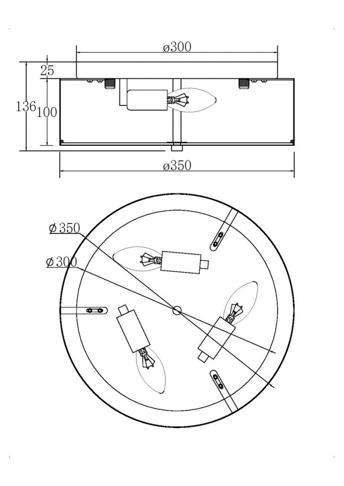 MOD096CL-03CH MAYTONI потолочная люстра Ripple 35см диаметр, 3хЕ14