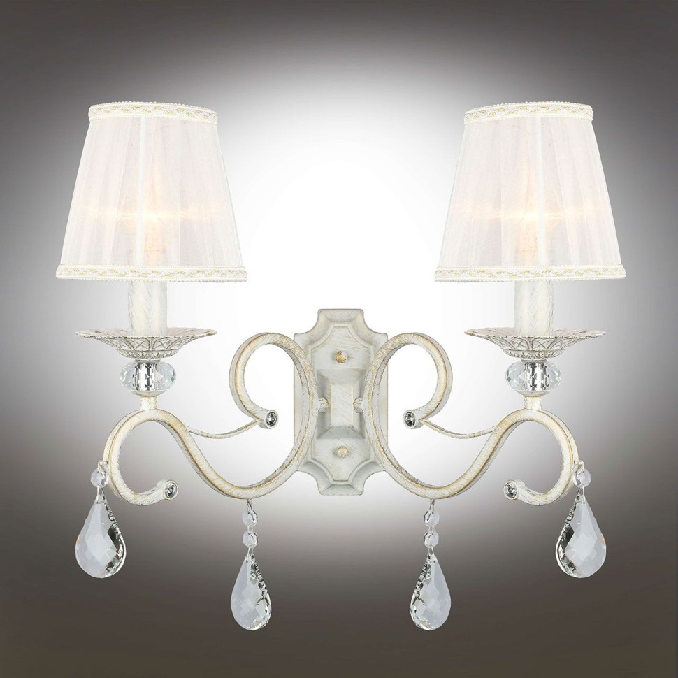 OML-79101-02 OMNILUX бра Belluno, белое с золотой патиной, E14*2*40W