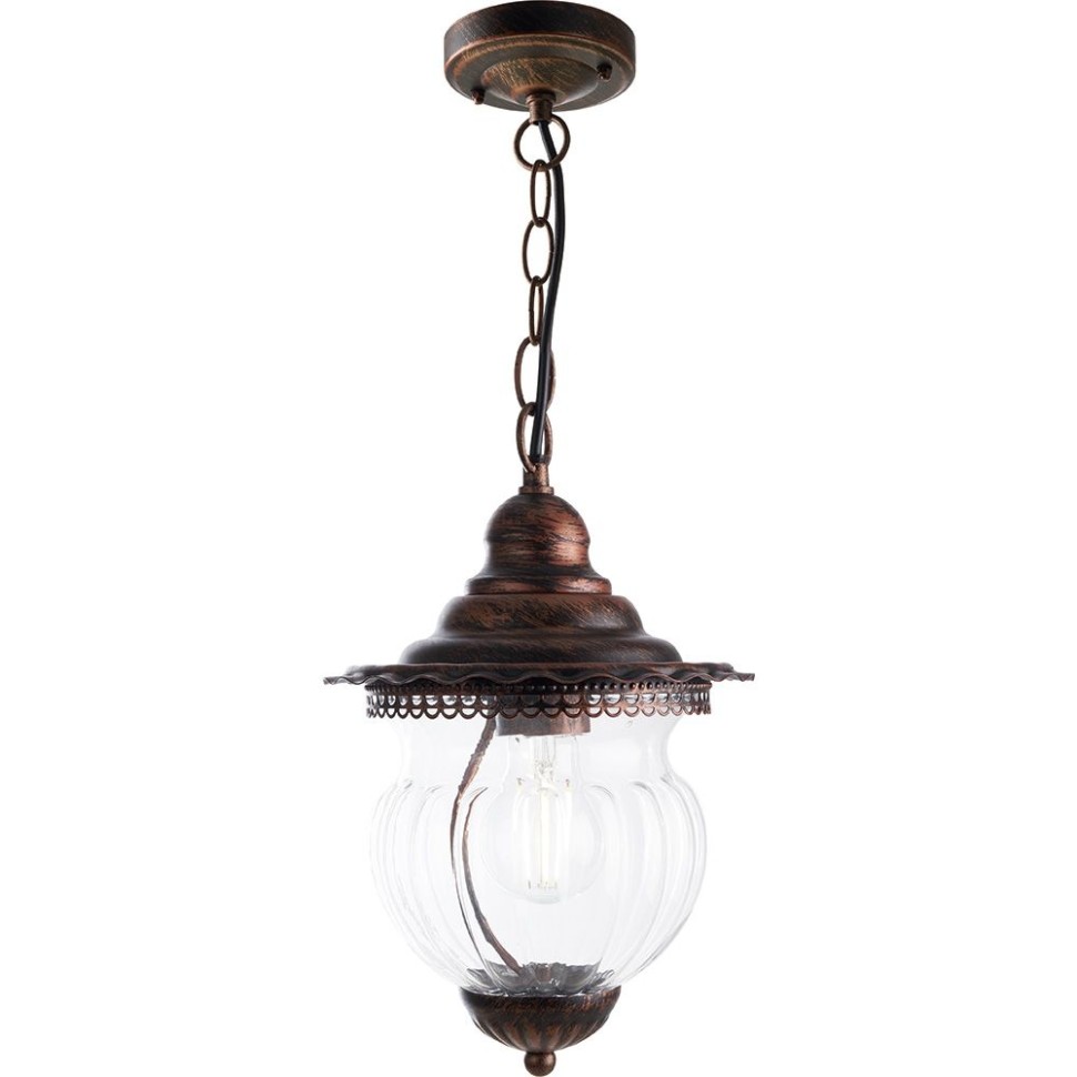 41172 FERON Подвесной уличный фонарь Флер, IP44, коричневый с патиной