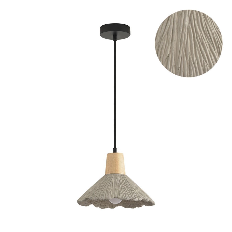 8351/1A LUMION Подвес EOLIANA серый/бежевый, металл/дерево/цемент, 25см диаметр