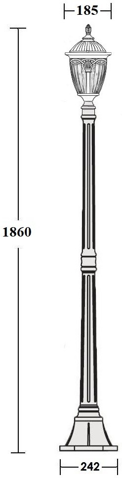 86308 Bl OASIS LIGHT черный уличный столб FES 186см, IP44, E27*1*100W