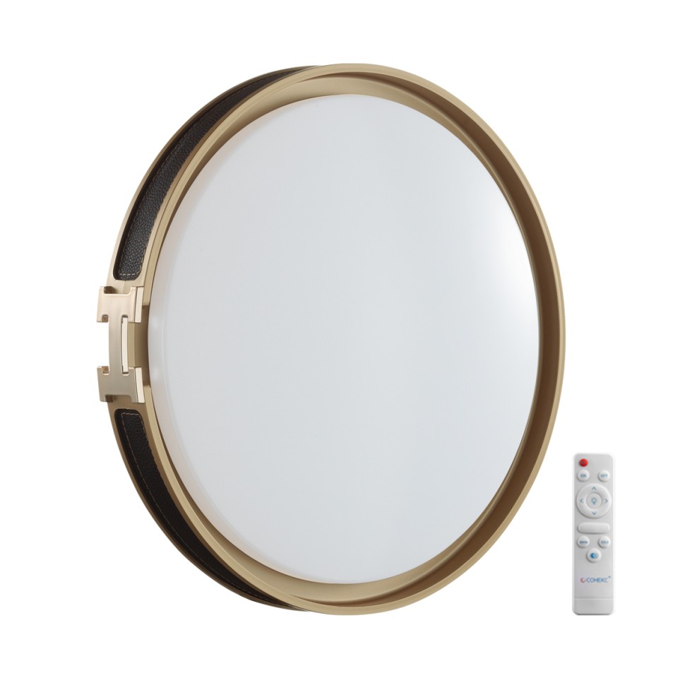 7667/EL SONEX COLOR Настенно-потолочный светильник FAVEMO BLACK, пластик/черный/золото, с пультом LED 70Вт 3000-6000К, 505мм, IP43