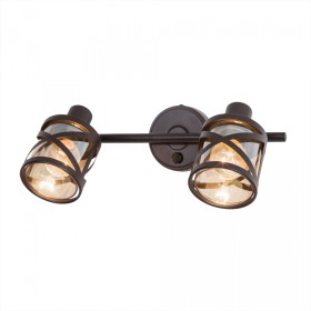 CL536625 CITILUX двойной поворотный спот ГЕССЕН с выключателем, коричневый/янтарный, E14*2*60W