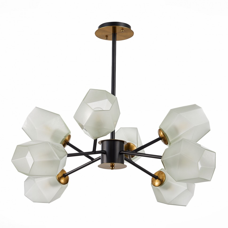 SLE205102-08 EVOLUCE потолочная люстра на штанге Terramo, E27*8*60W, черный и латунь