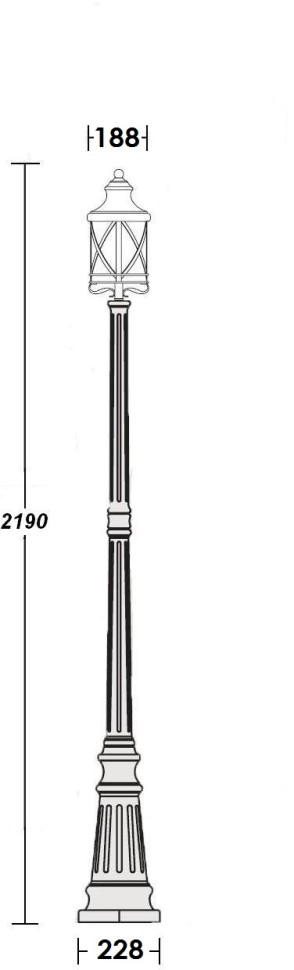84809 Bl OASIS LIGHT черный уличный фонарный столб LUCERNA, 219см, IP44, E27*1*100W