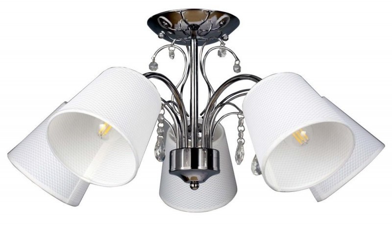 OML-56307-05 Omnilux Люстра потолочная Novello, хром, белый текстиль, 60см диаметр, E14*5*40W