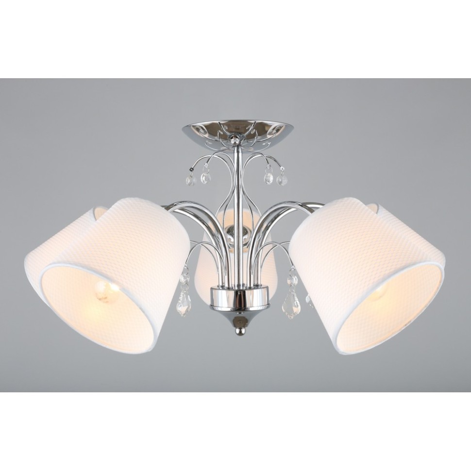 OML-56307-05 Omnilux Люстра потолочная Novello, хром, белый текстиль, 60см диаметр, E14*5*40W