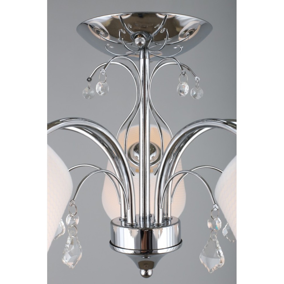 OML-56307-05 Omnilux Люстра потолочная Novello, хром, белый текстиль, 60см диаметр, E14*5*40W