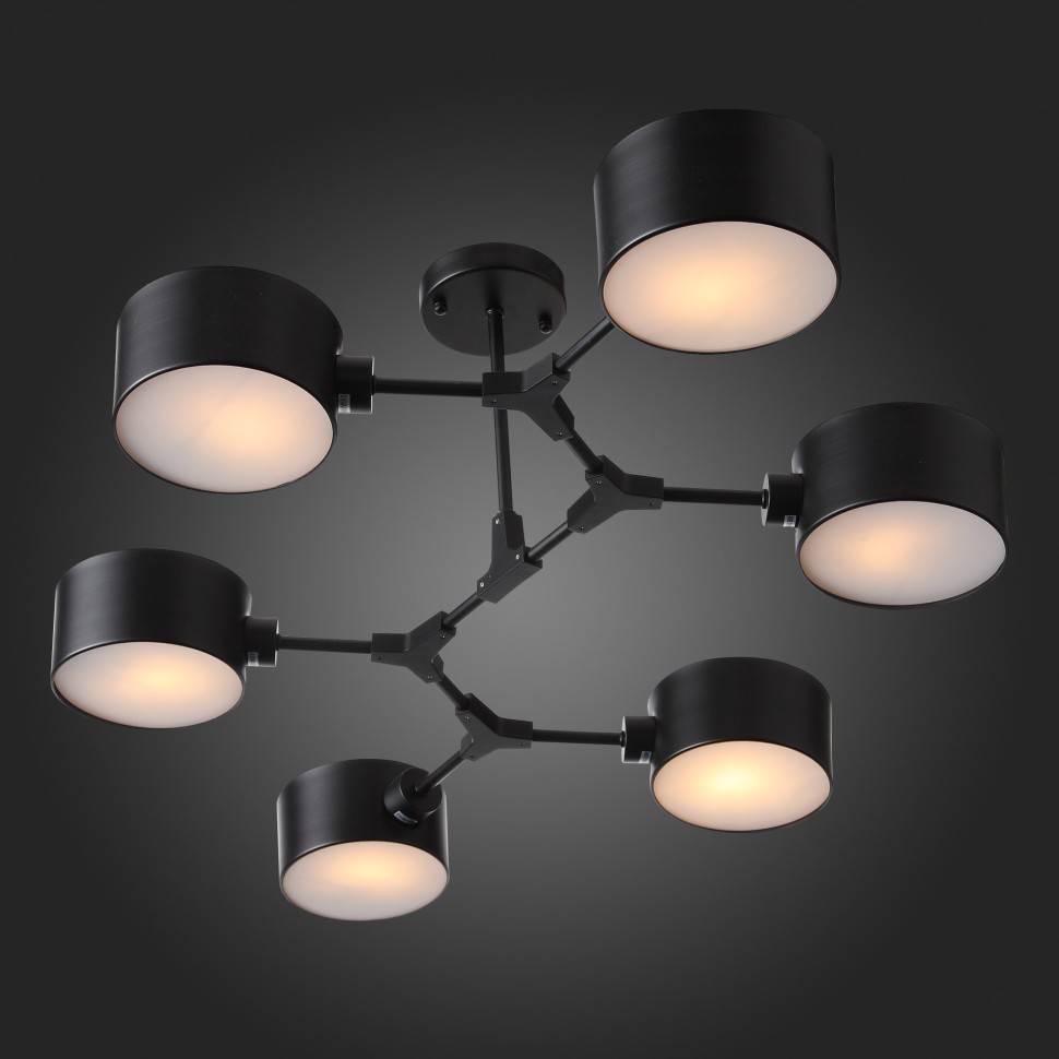 SLE183402-06 EVOLUCE черная потолочная люстра на штанге Gimento, E14*6*40W