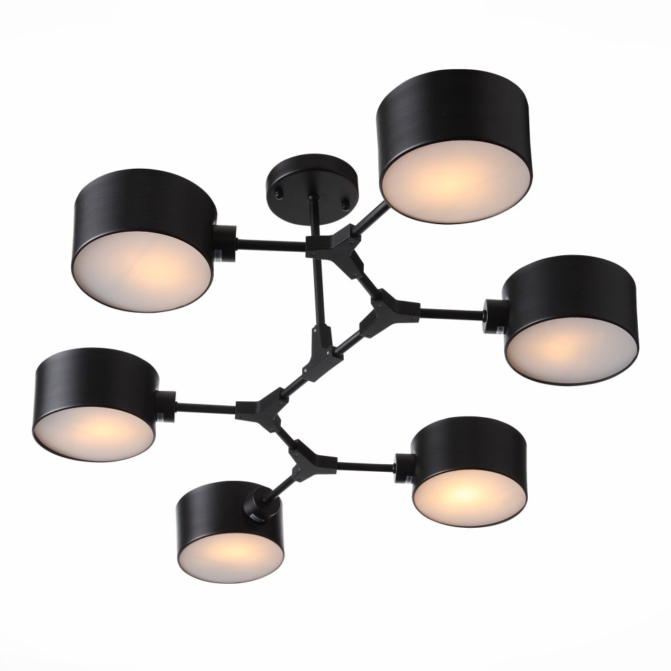 SLE183402-06 EVOLUCE черная потолочная люстра на штанге Gimento, E14*6*40W