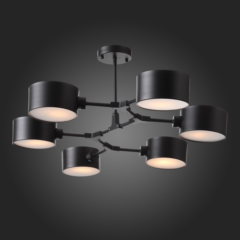 SLE183402-06 EVOLUCE черная потолочная люстра на штанге Gimento, E14*6*40W