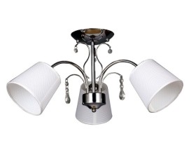 OML-56307-03 Omnilux Люстра потолочная Novello, хром, белый текстиль, 60см диаметр, E14*3*40W