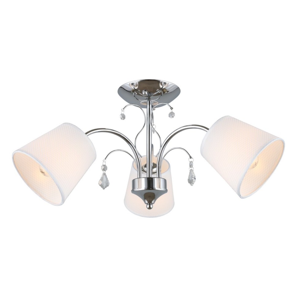 OML-56307-03 Omnilux Люстра потолочная Novello, хром, белый текстиль, 60см диаметр, E14*3*40W