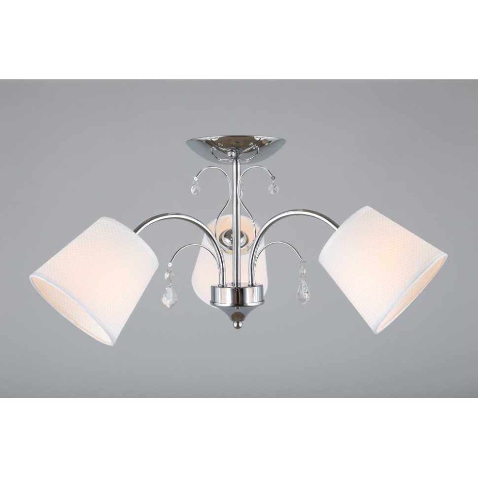 OML-56307-03 Omnilux Люстра потолочная Novello, хром, белый текстиль, 60см диаметр, E14*3*40W