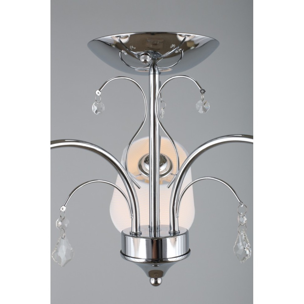 OML-56307-03 Omnilux Люстра потолочная Novello, хром, белый текстиль, 60см диаметр, E14*3*40W