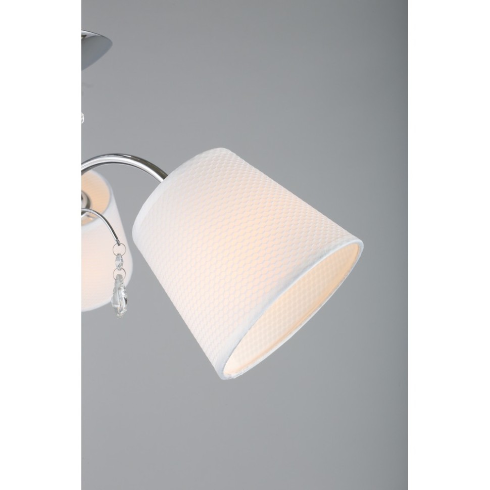OML-56307-03 Omnilux Люстра потолочная Novello, хром, белый текстиль, 60см диаметр, E14*3*40W