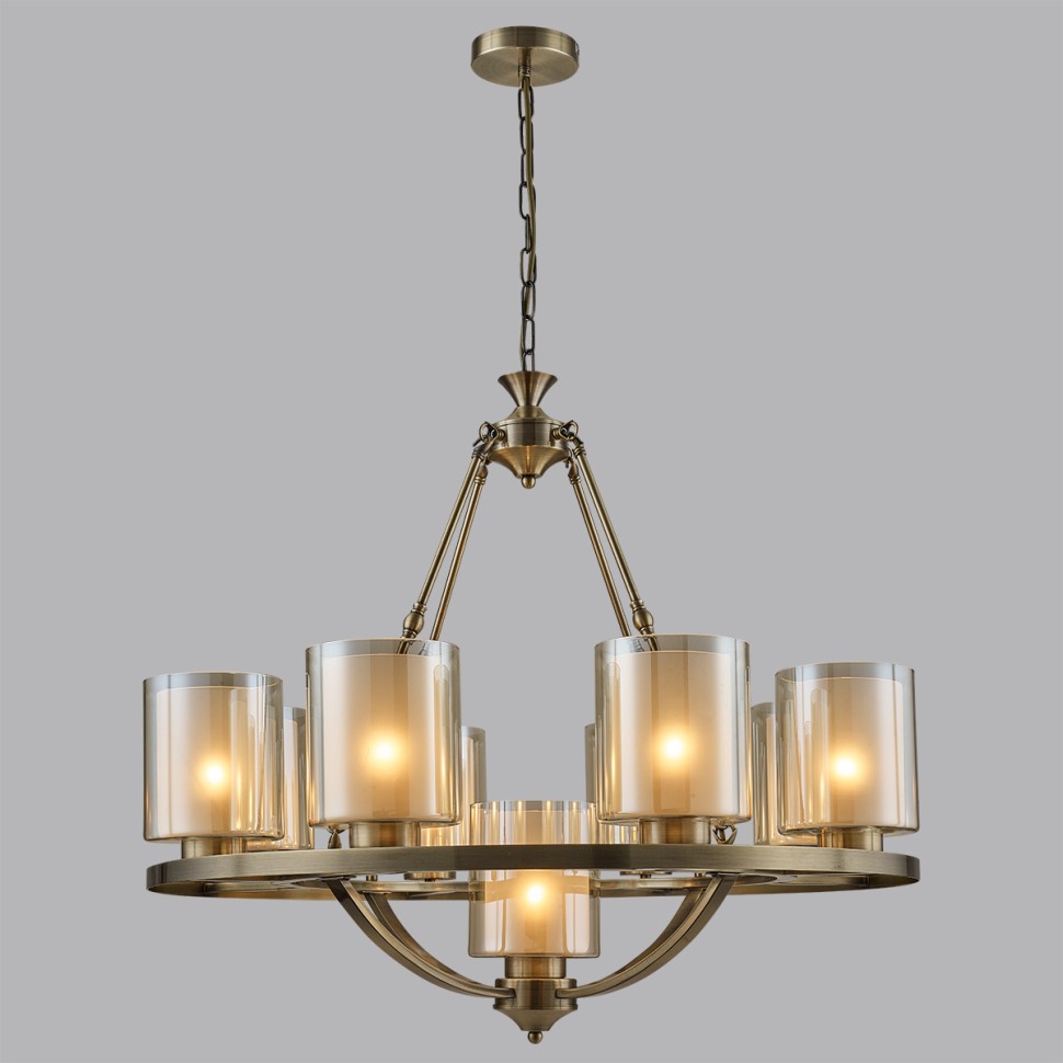 6524/9 LUMION COUNTY подвесная люстра RIVERLY E27*9*60W античная латунь