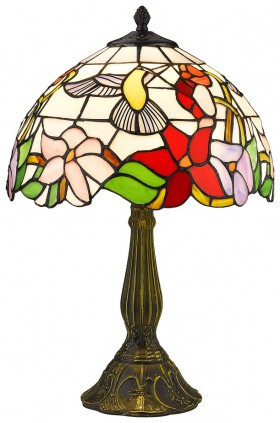 887-804-01 Velante настольная лампа Тиффани &quot;Цветы и Колибри&quot;