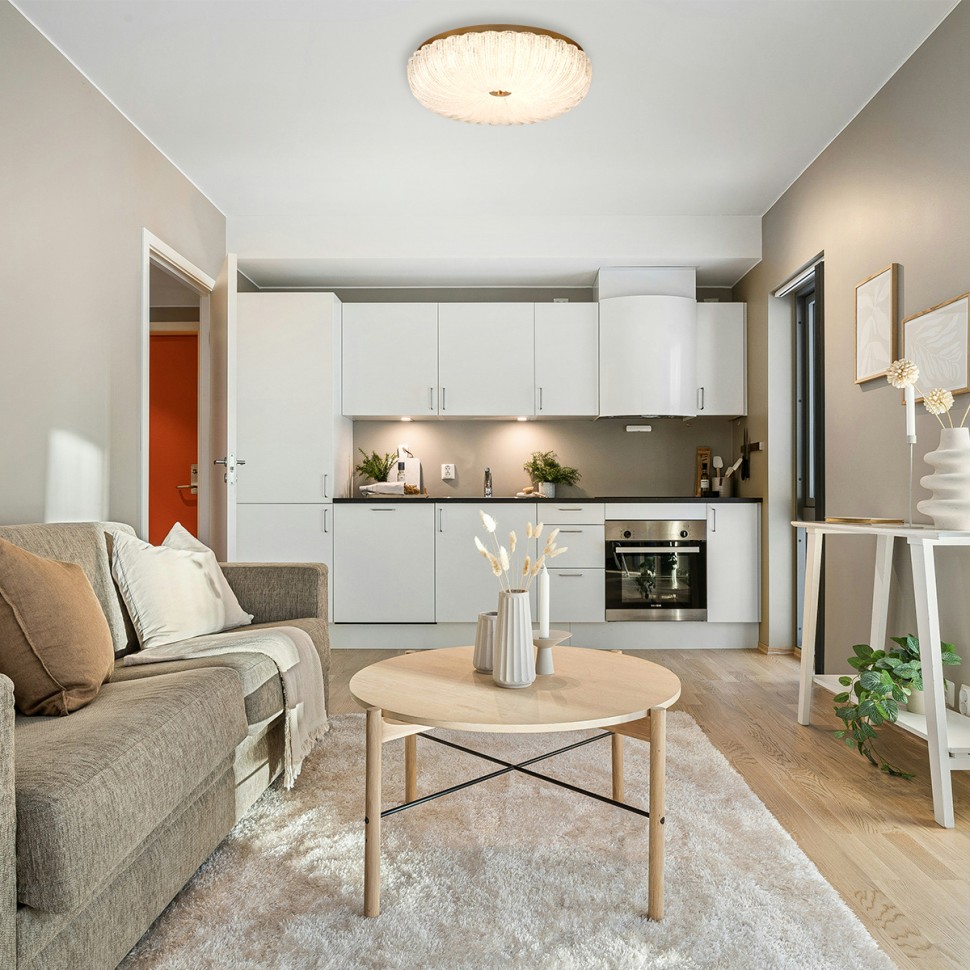 7719/60L SONEX PIKO Потолочный светильник TESORO, металл/стекло/прозрачный/золотой, с пультом LED 60Вт 3000-6500K, D500мм, IP20