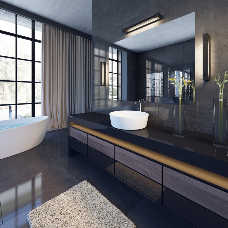 3888/18WB Odeon Light черный поворотный настенный светодиодный влагозащищенный светильник ARNO, IP44, 18W, 4000K, 1700Lm