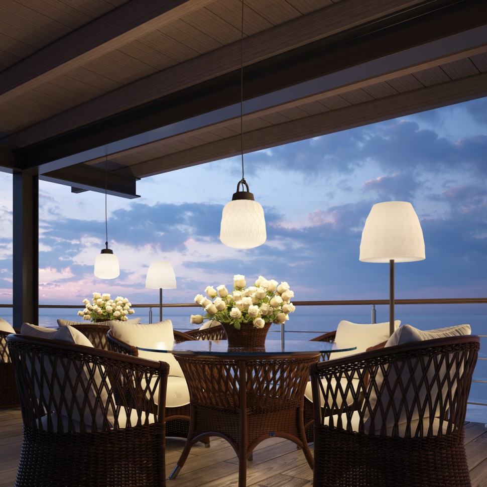 370602 NOVOTECH Ландшафтный торшер CONTE, 1*E27*60W, IP44, белый с черным, высота 1530мм