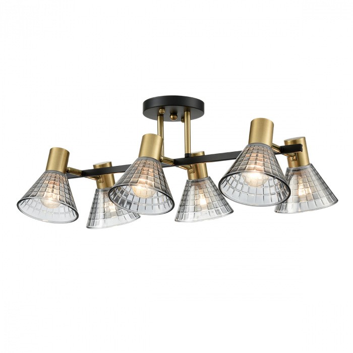 8044/6C LUMION MODERNI потолочная люстра ANRIYA, черный, латунь/дымчатый, металл/стекло, Е14*6*40W