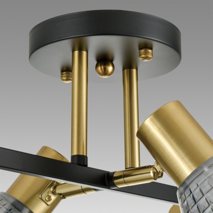 8044/6C LUMION MODERNI потолочная люстра ANRIYA, черный, латунь/дымчатый, металл/стекло, Е14*6*40W