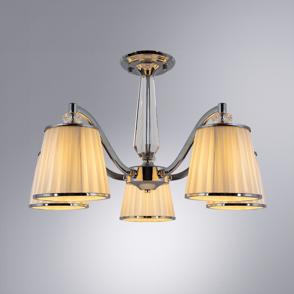 A4047PL-5CC ARTE LAMP потолочная люстра Talitha E14*5*40W, хром, белый, диаметр 64см