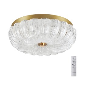 7719/36L SONEX PIKO Потолочный светильник TESORO, металл/стекло/прозрачный/золотой, с пультом LED 36Вт 3000-6500K, D300мм, IP20