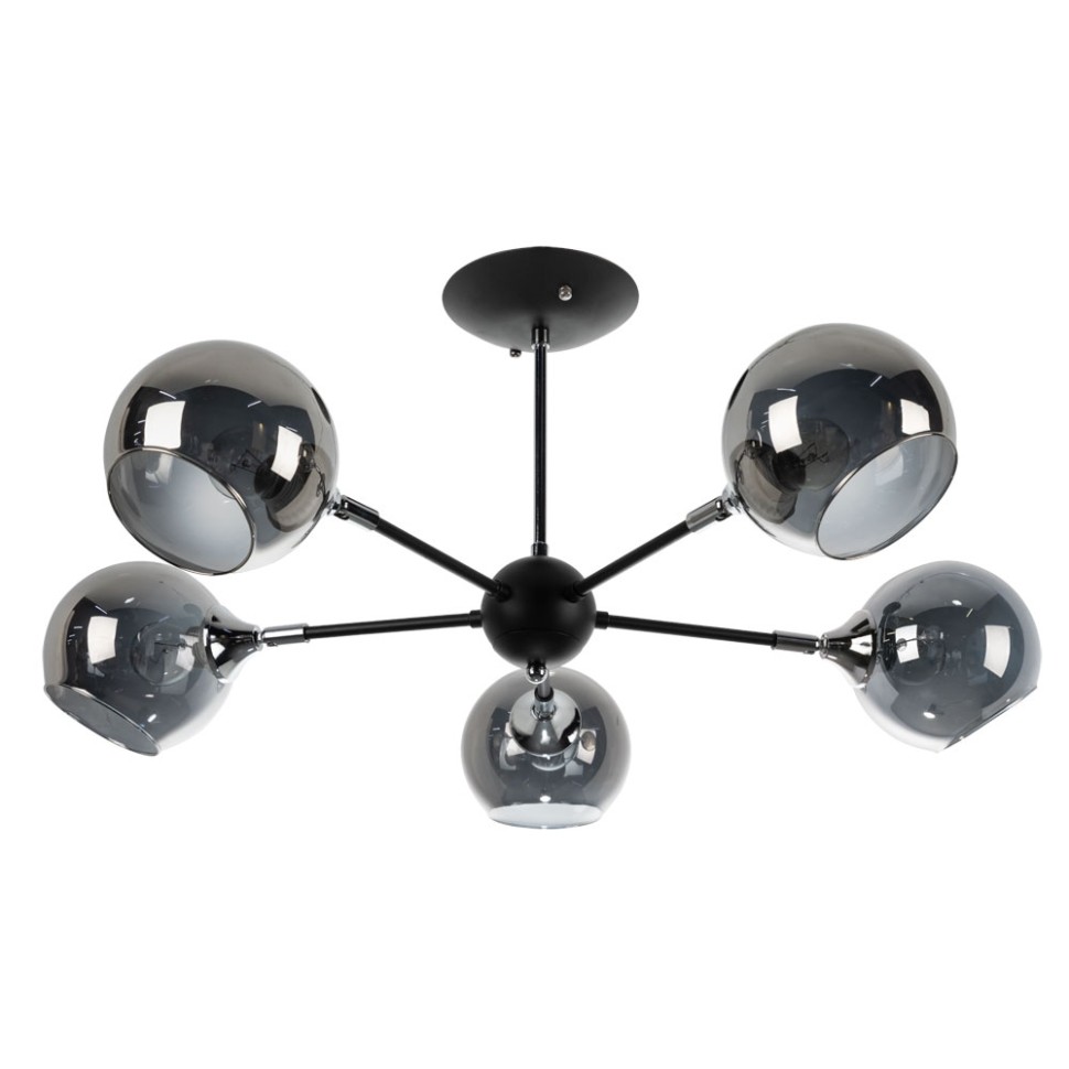 A2708PL-5BK Arte Lamp Потолочная люстра "Молекулы" Lagos, 75см диаметр, E27*5*60W, черный, серый/дымчатый