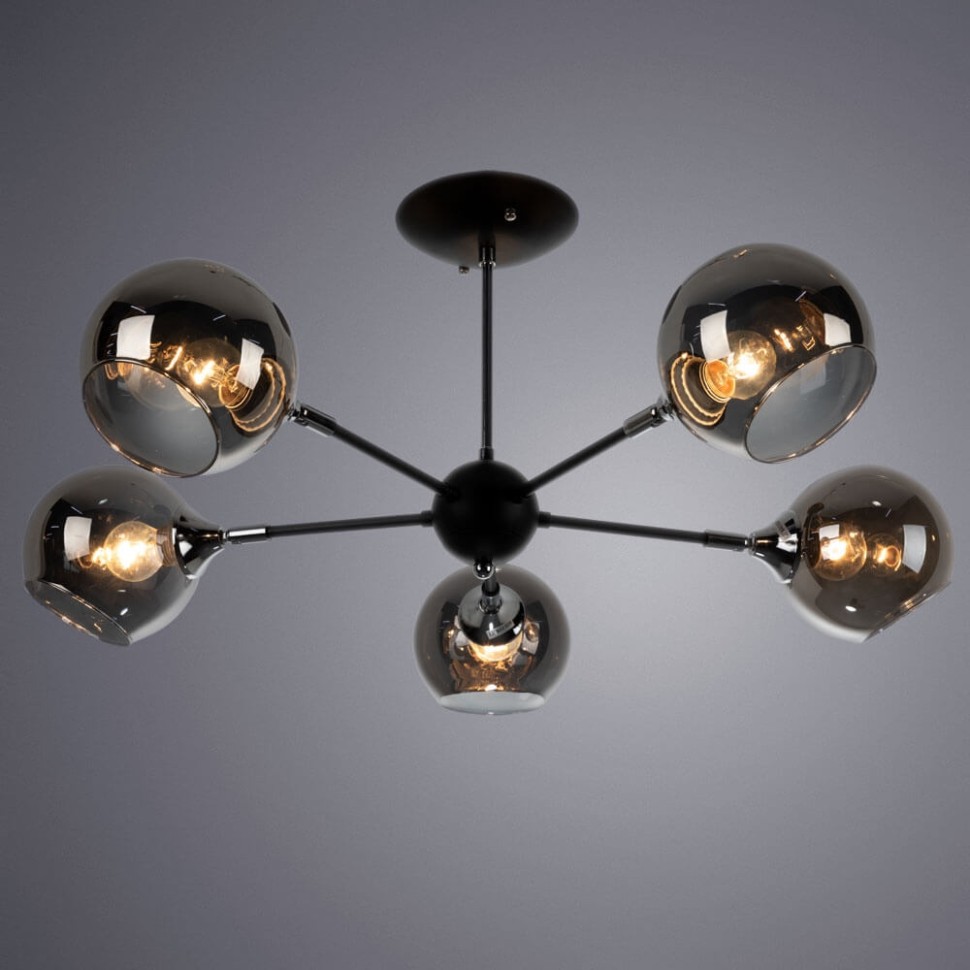 A2708PL-5BK Arte Lamp Потолочная люстра "Молекулы" Lagos, 75см диаметр, E27*5*60W, черный, серый/дымчатый