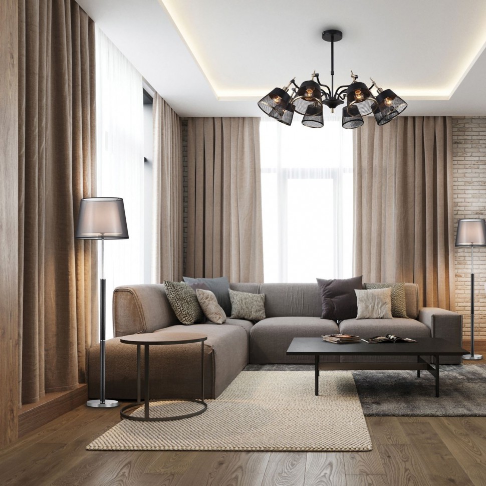 2197-8U F-Promo черная люстра на штанге Eget, Е14*8*40W