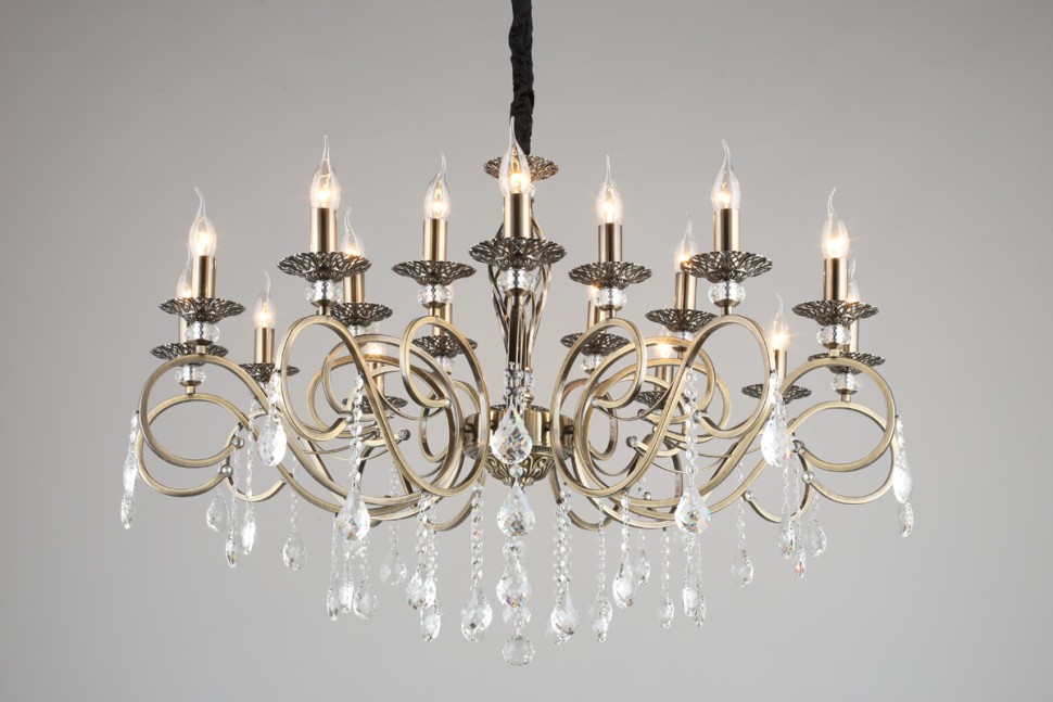 OML-79113-18 OMNILUX большая подвесная люстра Belluno, бронза и бежевый, E14*18*40W