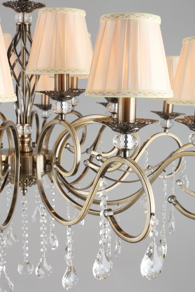 OML-79113-18 OMNILUX большая подвесная люстра Belluno, бронза и бежевый, E14*18*40W