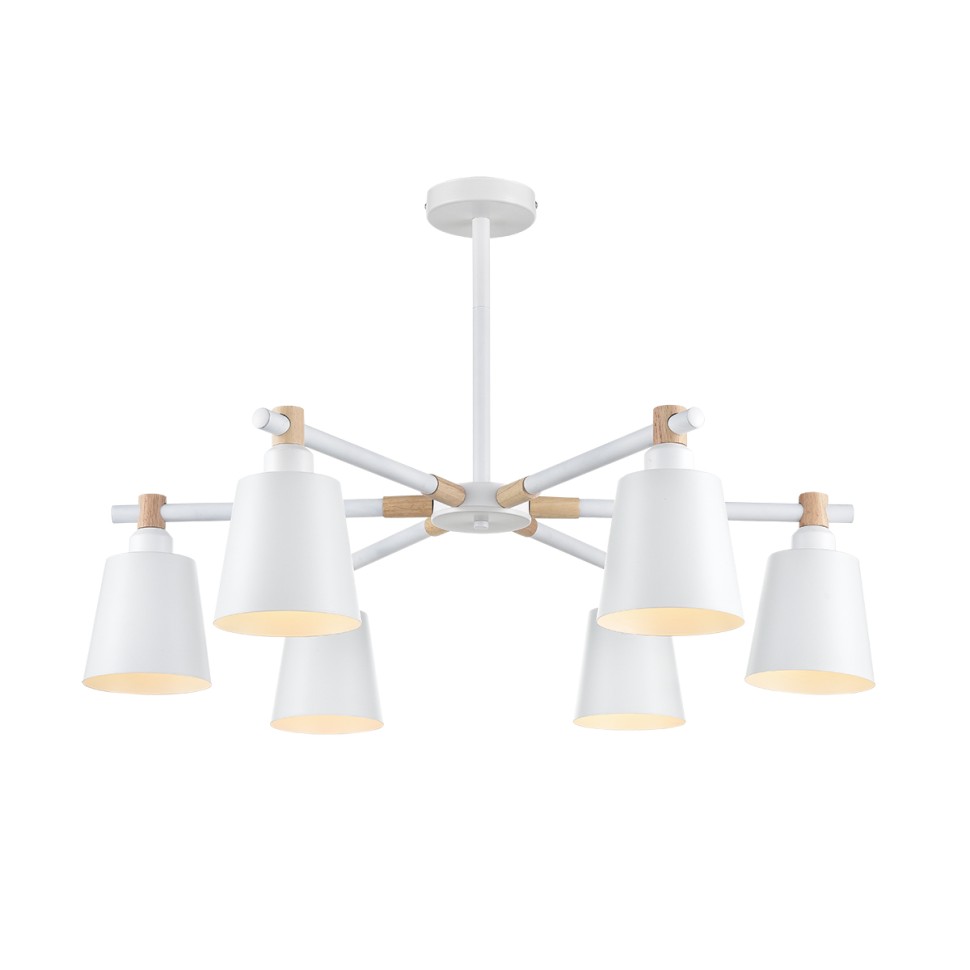 8097/6C LUMION потолочная люстра ROSALINA в скандинавском стиле, белая, на штанге