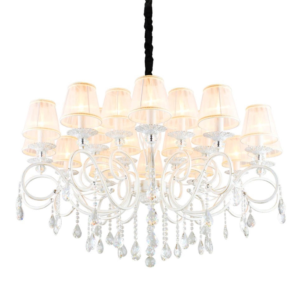 OML-79103-18 OMNILUX большая подвесная люстра Belluno, белая с золотой патиной, E14*18*40W