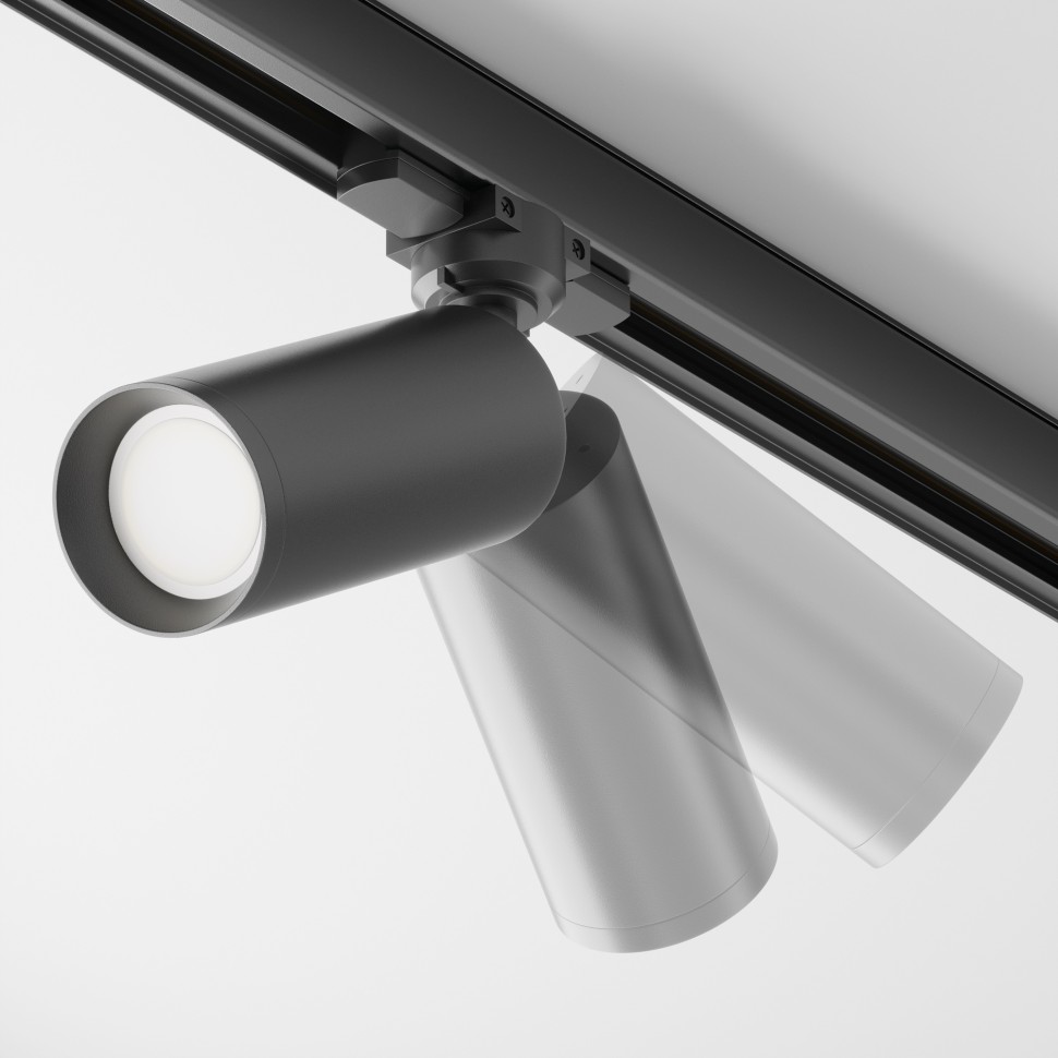 TR028-3-GU10-B Maytoni Technical черный трековый трехфазный светильник Focus Trinity, GU10*1*50W