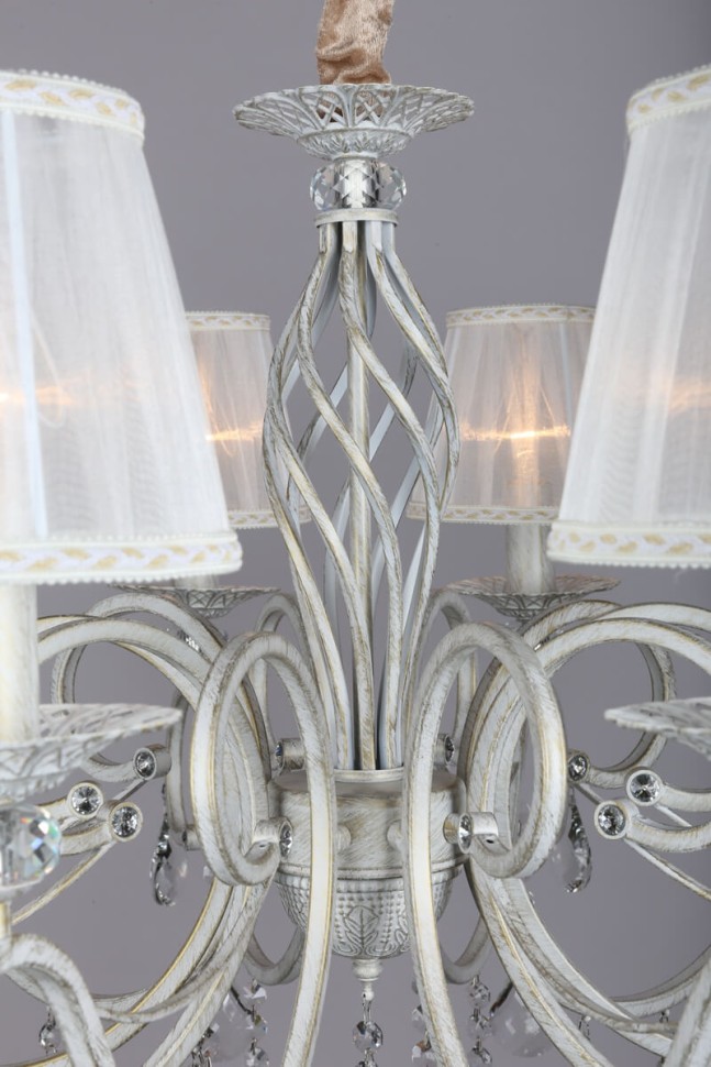 OML-79103-10 OMNILUX подвесная люстра Belluno, белая с золотой патиной, E14*10*40W