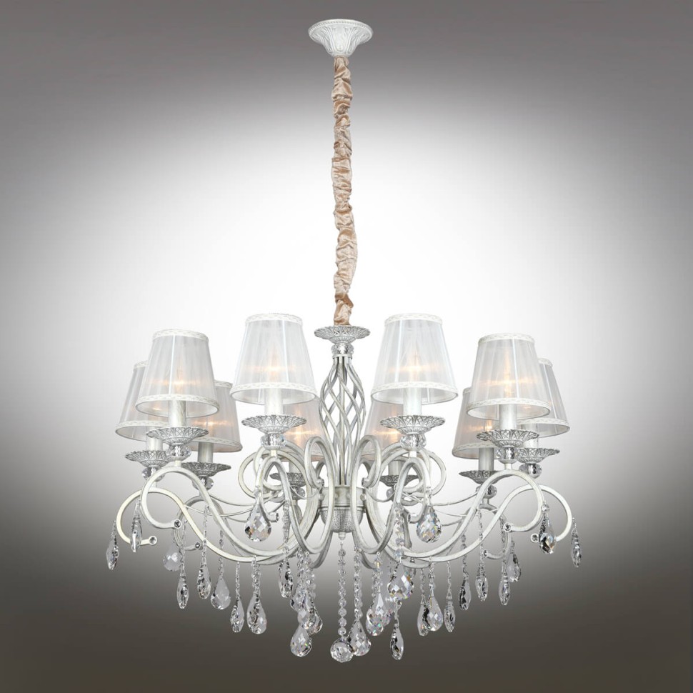 OML-79103-10 OMNILUX подвесная люстра Belluno, белая с золотой патиной, E14*10*40W