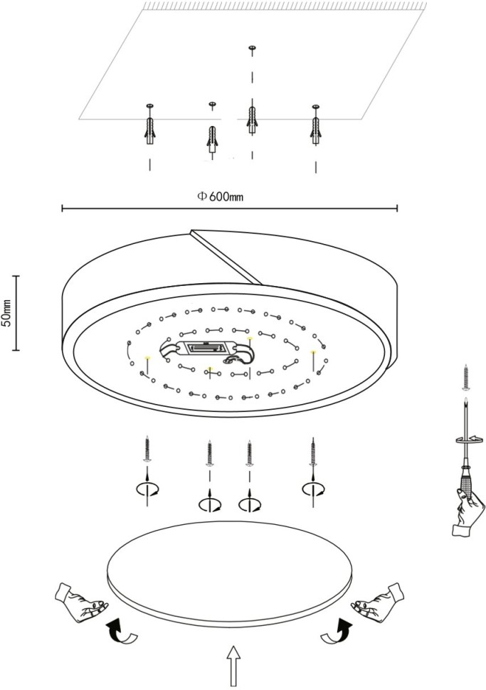 445-067-01 Velante потолочный светодиодный светильник с пультом 3000-4000-6000K, 72W, 60см диаметр