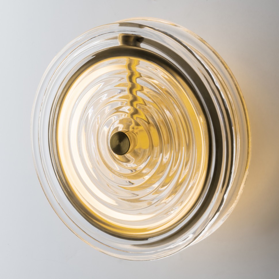 FR5442WL-L7TR Freya Настенный светодиодный светильник Borbon, Прозрачный, латунь, 7W, 3000K, 200mm