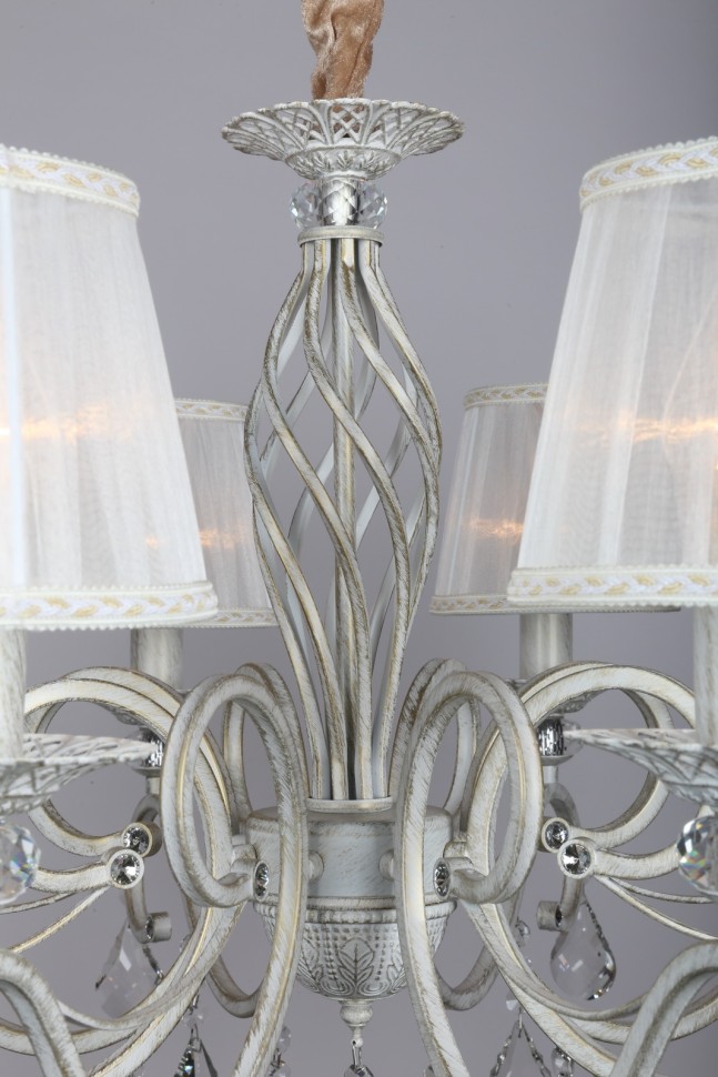 OML-79103-08 OMNILUX подвесная люстра Belluno, белая с золотой патиной, E14*8*40W