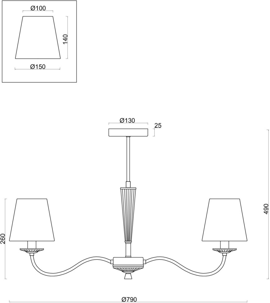 FR2027PL-07N FREYA потолочная люстра Osborn, никель, 79см, E14*7*40W