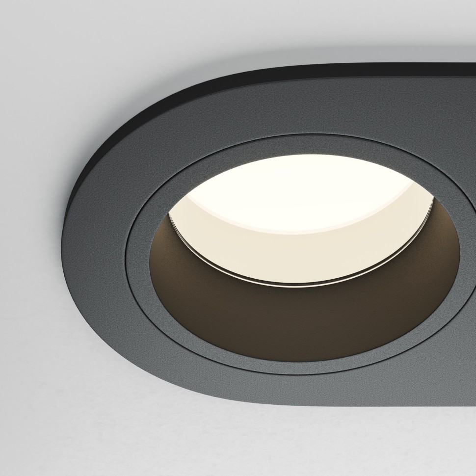 DL126-02-GU10-B Maytoni Technical Share Черный встраиваемый влагозащищенный светильник, IP54, GU10*2*10W