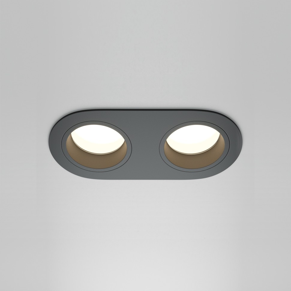 DL126-02-GU10-B Maytoni Technical Share Черный встраиваемый влагозащищенный светильник, IP54, GU10*2*10W