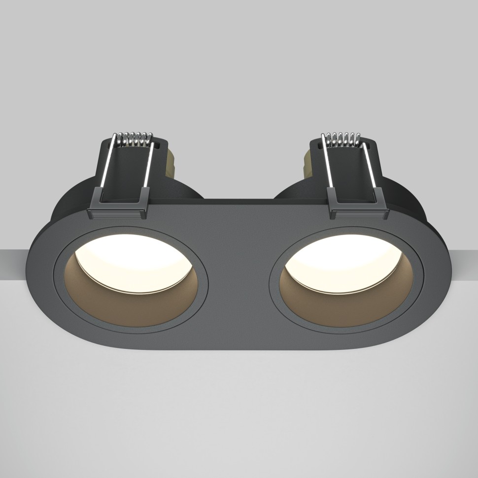 DL126-02-GU10-B Maytoni Technical Share Черный встраиваемый влагозащищенный светильник, IP54, GU10*2*10W