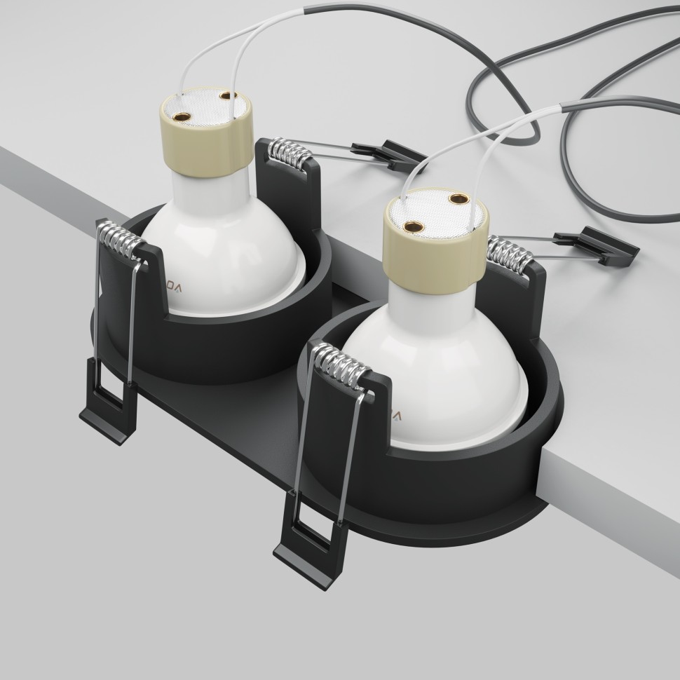 DL126-02-GU10-B Maytoni Technical Share Черный встраиваемый влагозащищенный светильник, IP54, GU10*2*10W